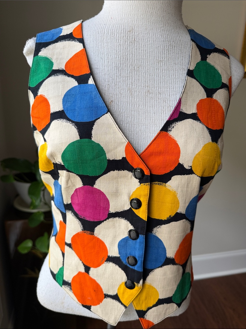 Multicolor Polka Dot V-Neck Sleeveless Bodysuit Vest